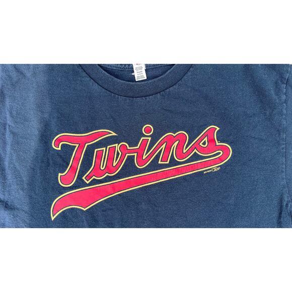 Unisex Navy Red Twins Short Sleeve Cotton Tee Shirt Youth Size XL Baseball MLB - Picture 2 of 4